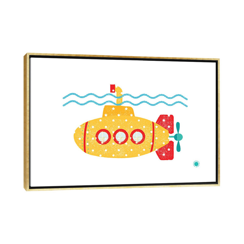 Sous-marin - imprimé, Pas de tapis, H 40 po x l 60 po x 1,5 po, Toile encadrée d'or
