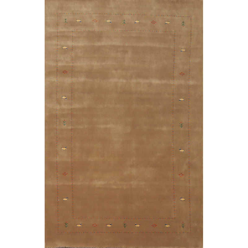 Tapis brun fait à la main style tribal Gabbeh 5 x 8