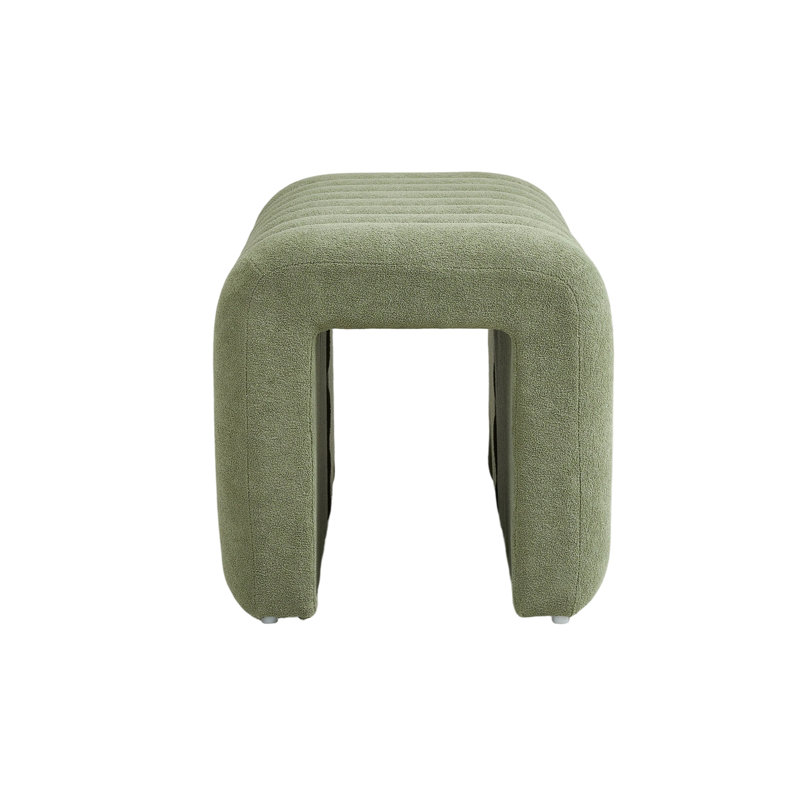 Modern U-Shaped Upholstered Footstool, Green, Green