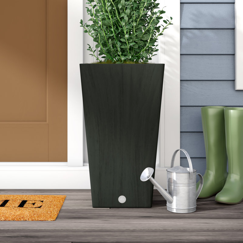 Cara Pot Planter, Black, 24" H x 14" W x 14" D