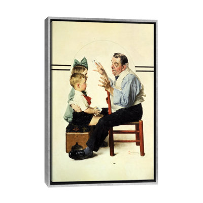 Magicien avec deux enfants - reproduction d'art murale - toile encadrée