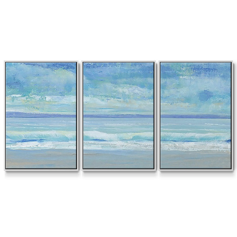 Rolling Surf II, reproduction sur toile 3 pièces, H 40 po x l 78 po x P 2 po, Blanc