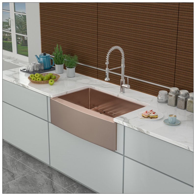 Évier de cuisine 30 en or rose - 30 po en acier inoxydable
