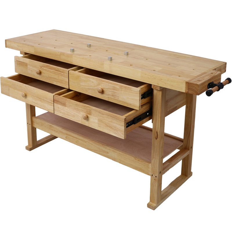 Établi 60 po avec 4 tiroirs en bois pour atelier et maison