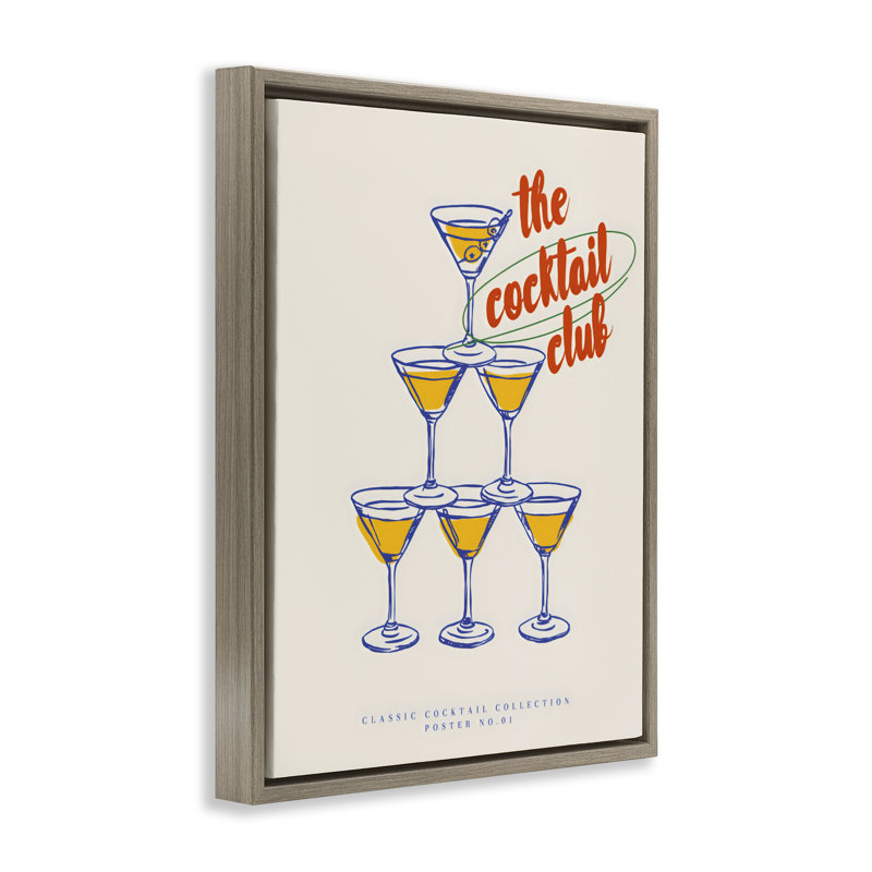 Cadre flottant Tower Toast Cocktail Club, design par The Prints Vibe, 31 x 25, Montalcino Elm Floater Framed