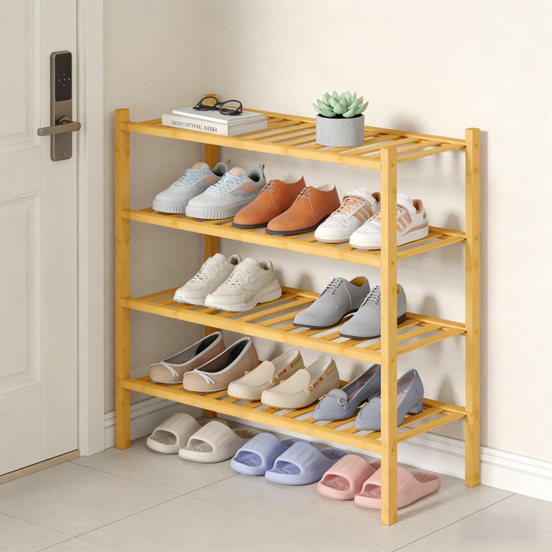 Range-chaussures en bambou, H 26 po x l 27 po x P 11 po