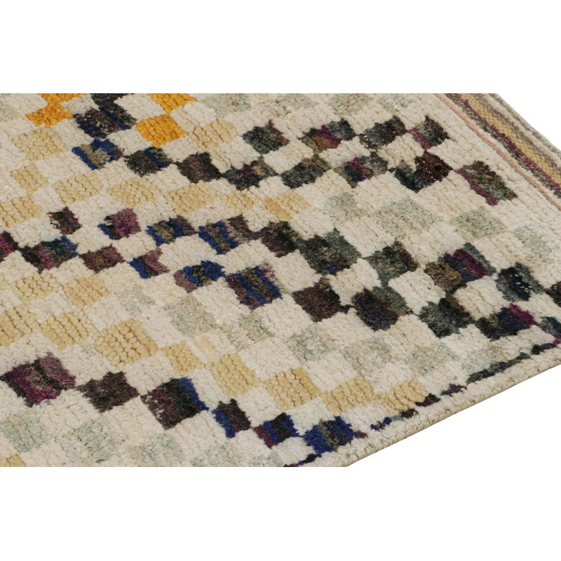 Moroccan Hand Knotted Geometric Area Rug, Runner 3' x 10'