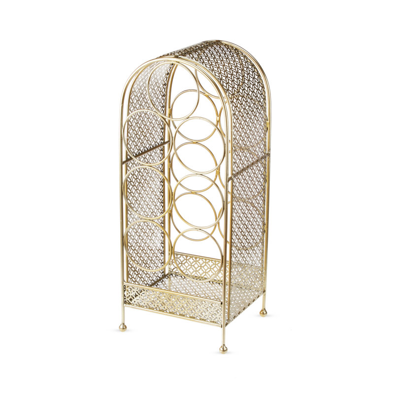Support à vin Twine Trellis, peut contenir 7 bouteilles, rangement pour le comptoir à vin doré, fonte