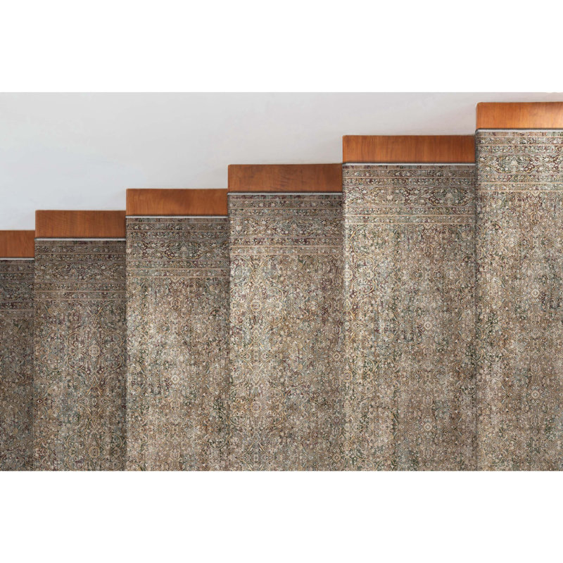 Asha Juliette Beige Custom Size Hallway Stair Runner - Vintage Persian Oriental Low Pile Carpet, Runner 2'7" x 76'
