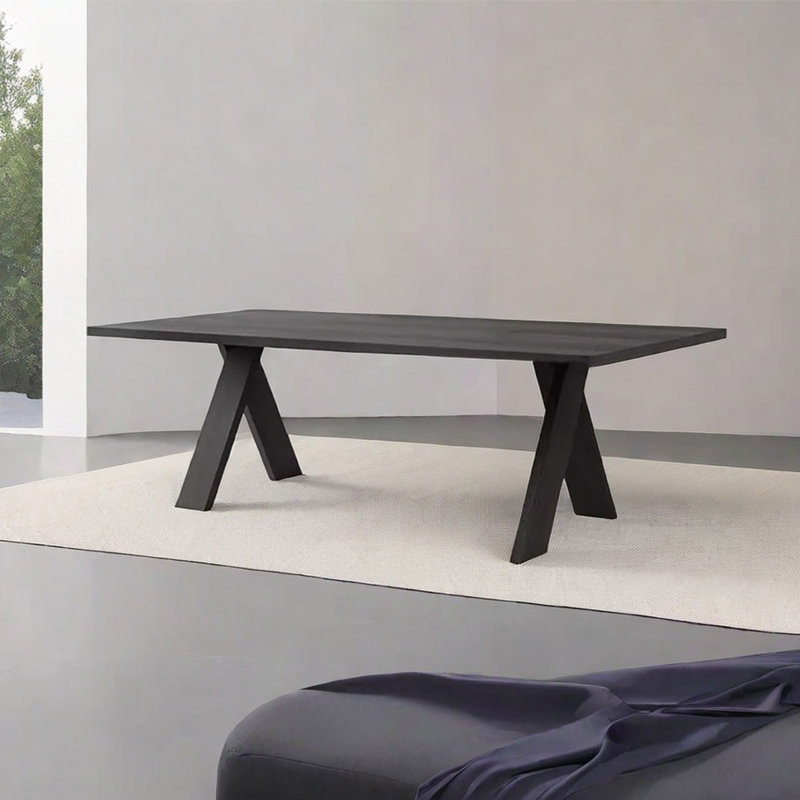 Menides Ash Solid Wood Dining Table, 31.5" W x 70.87" L, Black