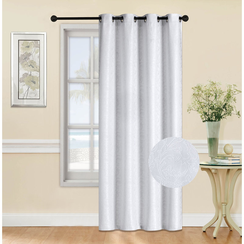 (54 x 84 po) Panneau de jacquard lourd brodé - blanc, Blanc, L 54 po x L 84 po