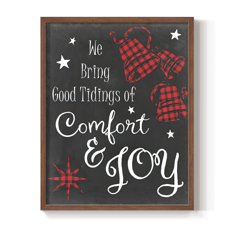 «Comfort and Joy», reproduction encadrée rouge - bois massif, H 11 po x l 9 po, Noyer