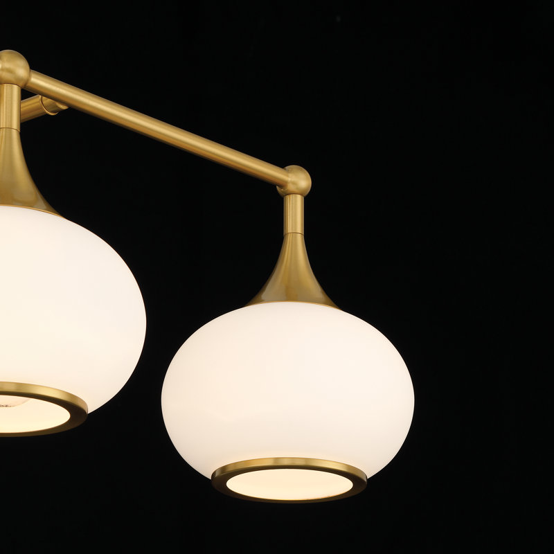 Éclairage pour meuble-lavabo moderne à 3 lumières en laiton vieilli, Laiton, H 10,63 po x l 24 po x P 7,5 po, 3
