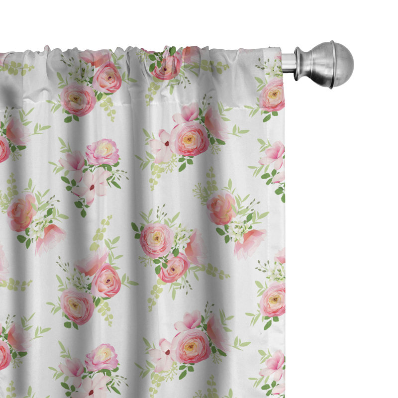 Shabby Floral Semi-Sheer Rod Pocket Sliding Panel, 28" x 84"
