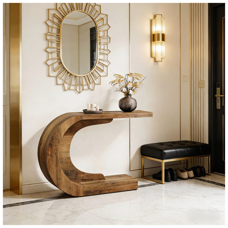 Table de couloir contemporaine, Brun rustique