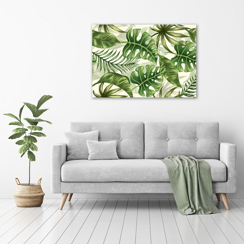 Tropical leaves 1 Piece Wall Art on Glass