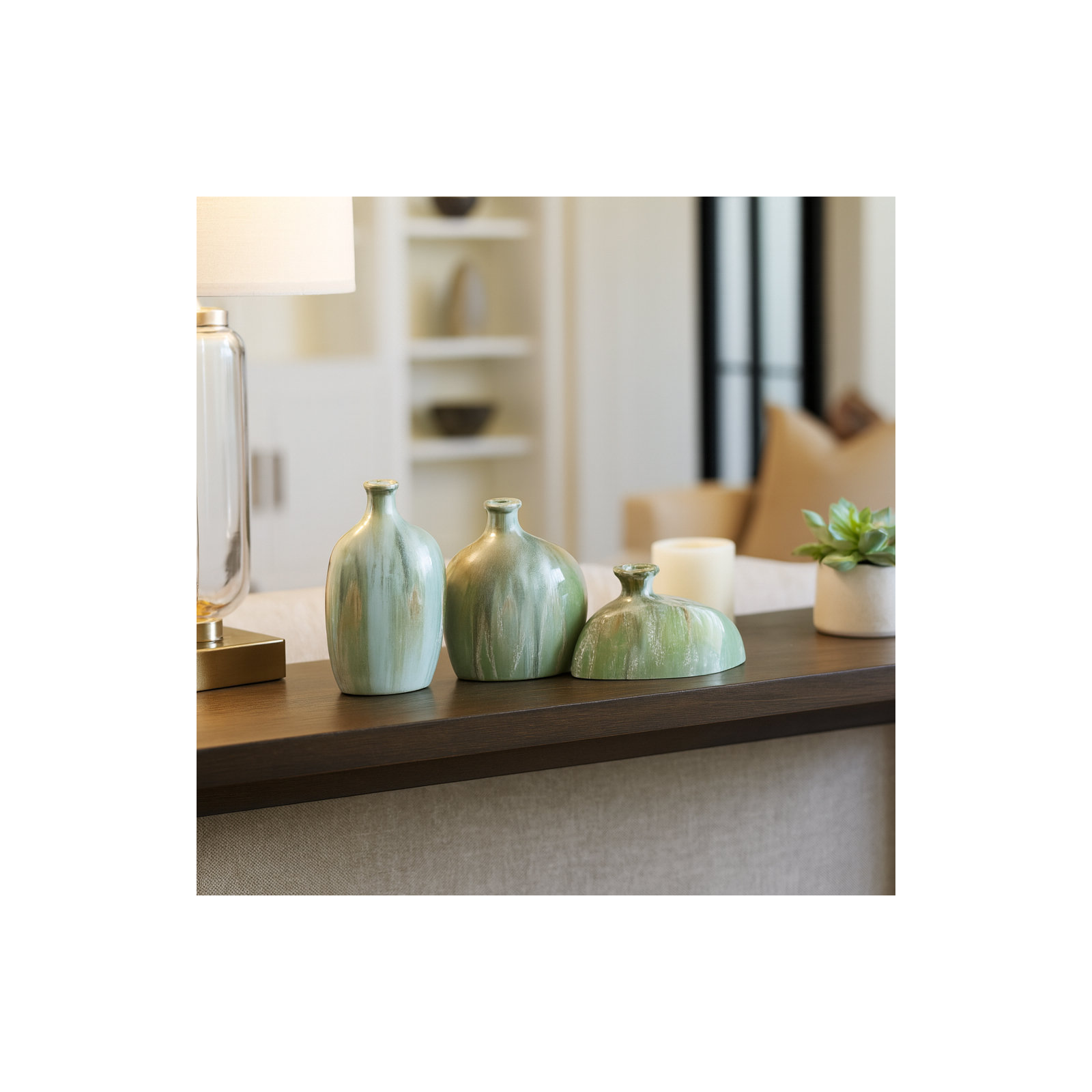 Set Of 3 5/8/9" Tigard Ceramic Vases, Ivory