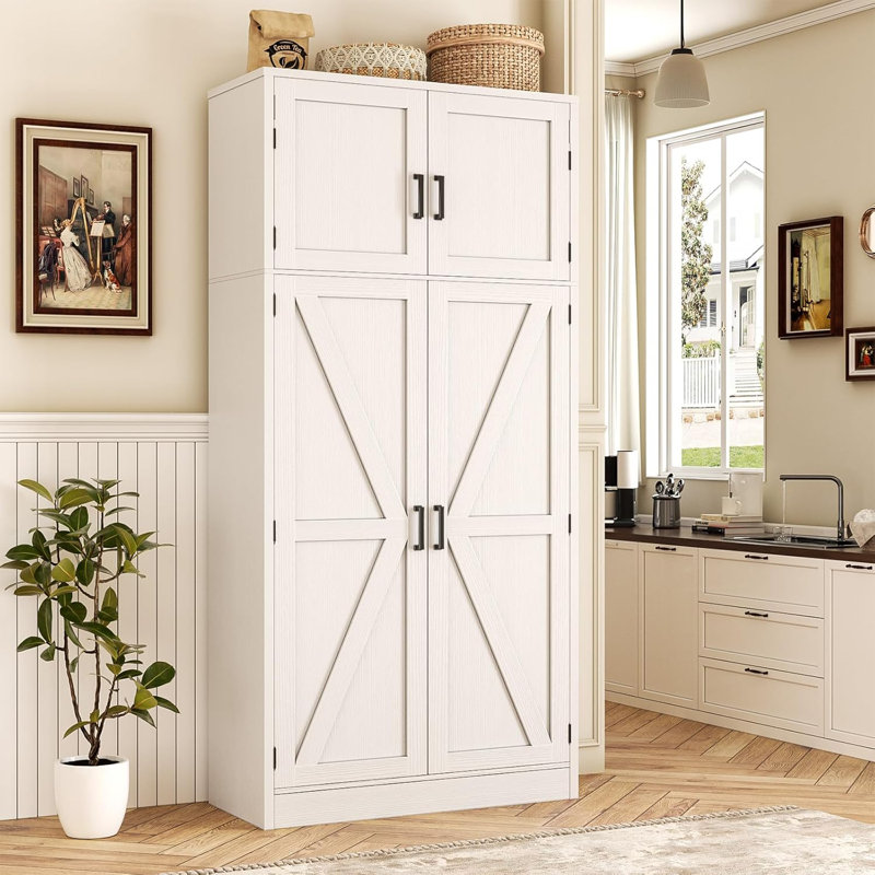 Armoire de rangement l 31,5 po avec porte et tablettes réglables, Blanc