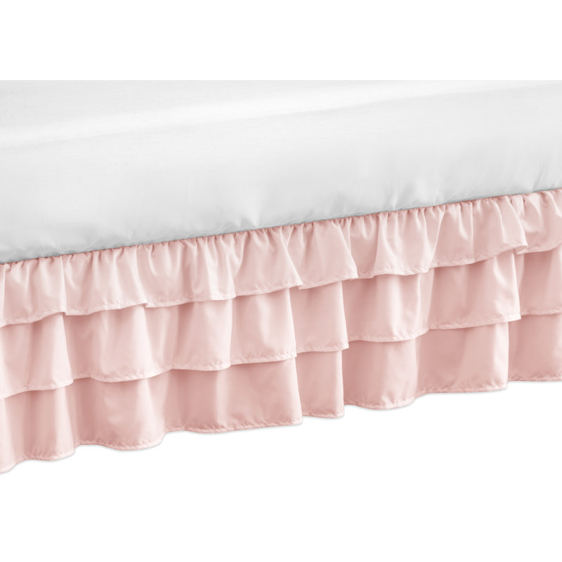 Harper 3-Tiered Crib 15" Bed Skirt, Pink