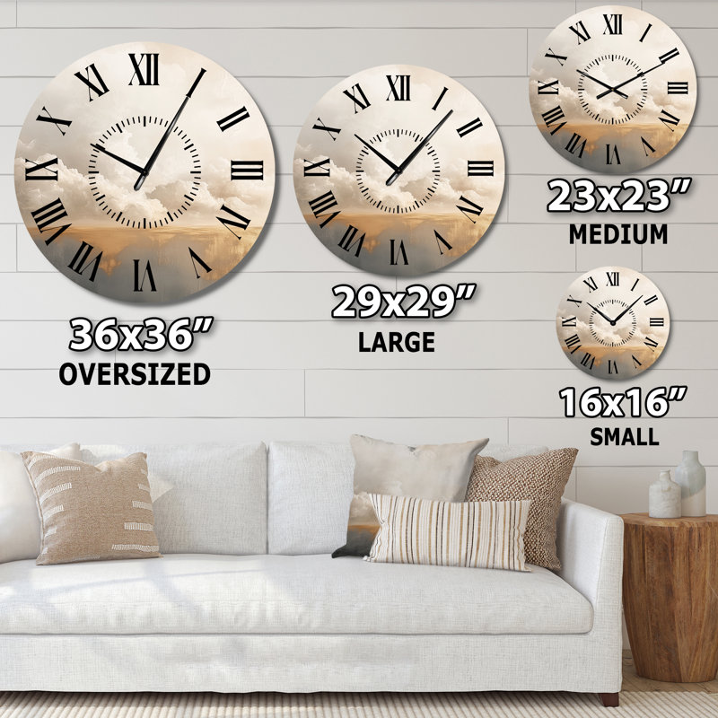 Horloge murale en métal Minimal Cloud Horizon - Nature, Grand