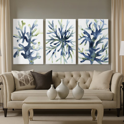 Liquid Coral I  -Custom Wrapped Gallery Canvas - 3 Pieces