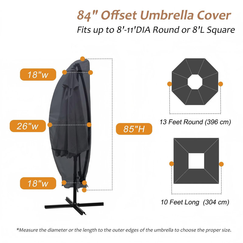 Patio Umbrella Cover, Outdoor Waterproof Cantilever Offset Parasol Banana Umbrella Cover, (Black)