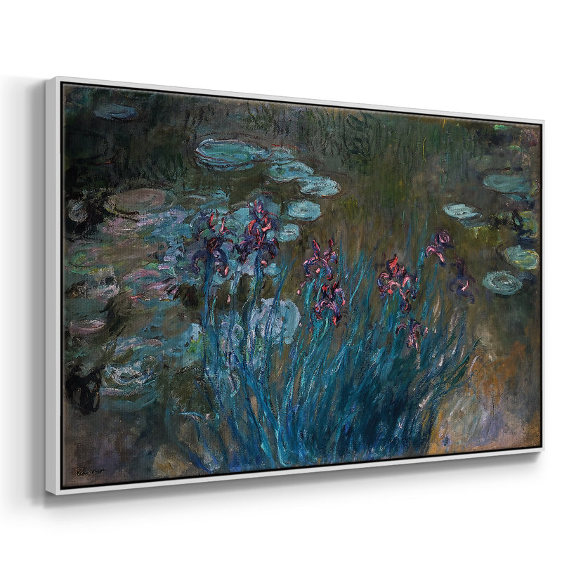 Iris et eau sur toile, H 41 po x l 27 po x P 2 po, Blanc