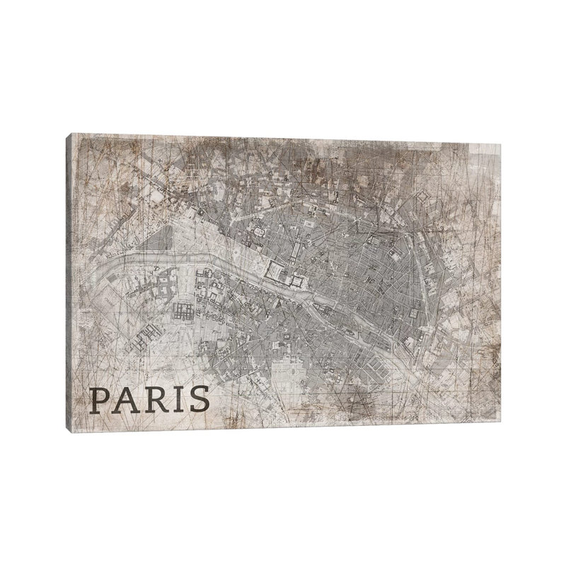 Map Paris by PI Studio - Wrapped Canvas Print, 20.32 cm H x 30.48 cm W