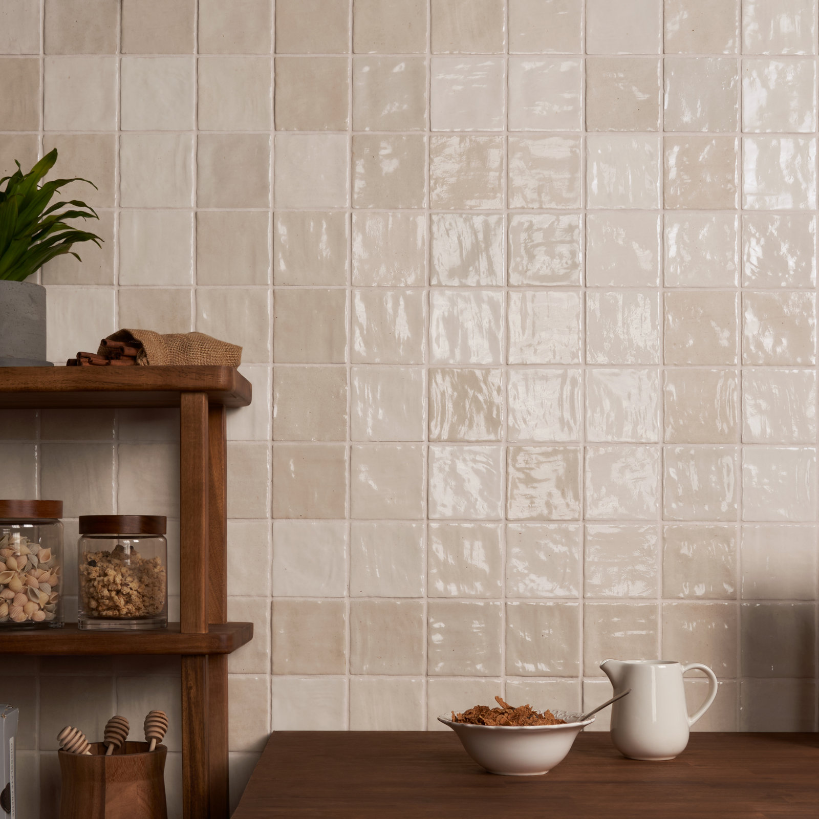 Karma 4" x 4" Ceramic Wall Tile, Beige