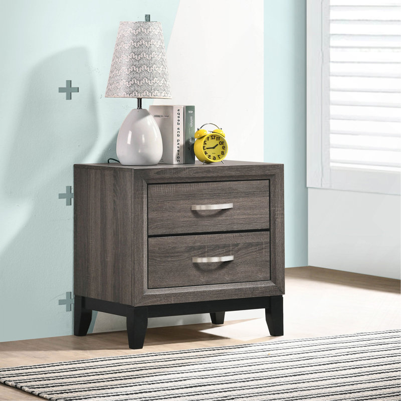 Stephan Grey Oak 2-Drawer Nightstand