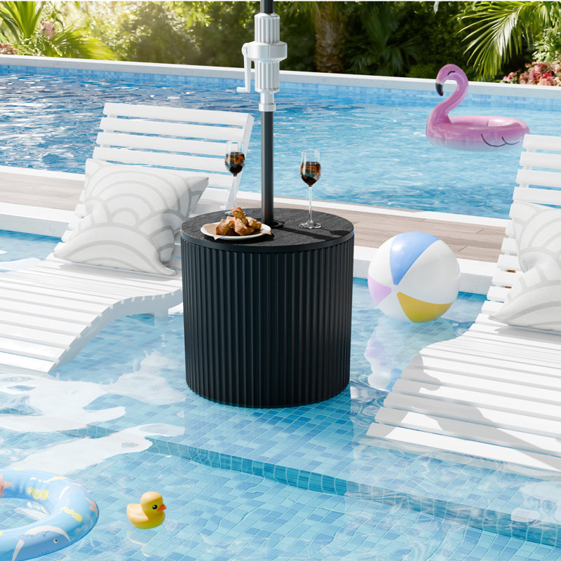 Base de parasol de table d'extérieur moderne, H 16,7 po x l 14,8 po x P 14,8 po, Noir