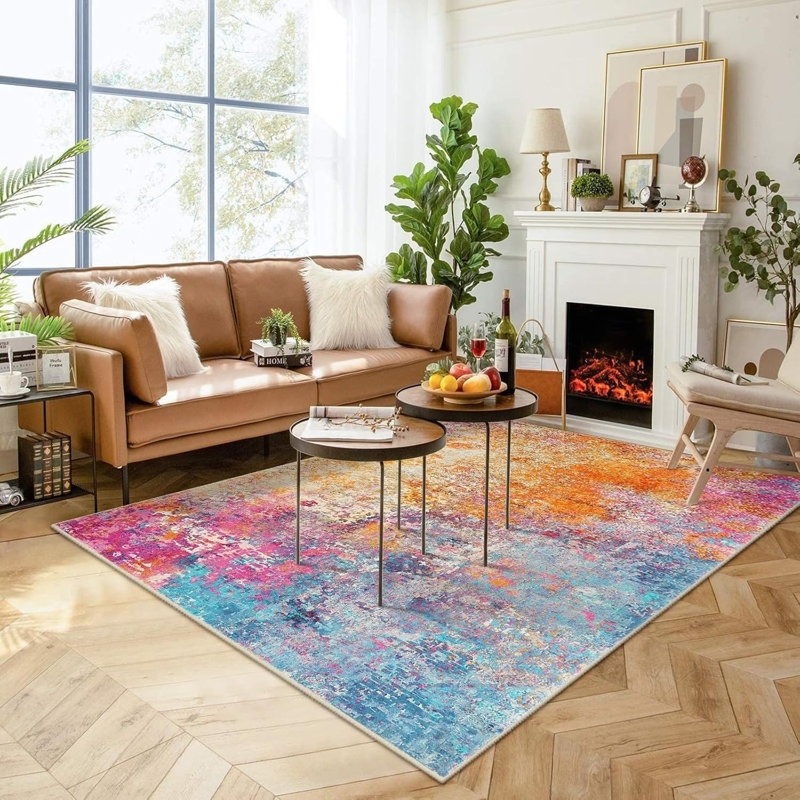 Multicolor Abstract Art Area Rug 5 x 7 Ft for Entryway