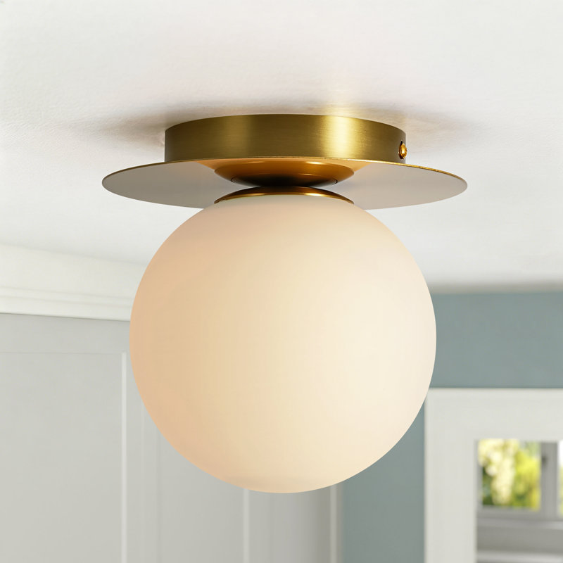 Moon 1 - Light 1-Light Milky White Glass Globe Flush Mount