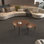 Table basse rotative à 360 degrés avec plateau en placage de chêne couleur grain de bois de couleur noyer pour le salon, la chambre à coucher, table de cocktail rotative avec pieds en bois d'hévéa massif, peinture pu imperméable et résistante à l
