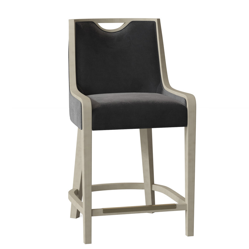 Tabouret de comptoir 26,5 po Anthony, 9953 100% polyester minuit, Noyer
