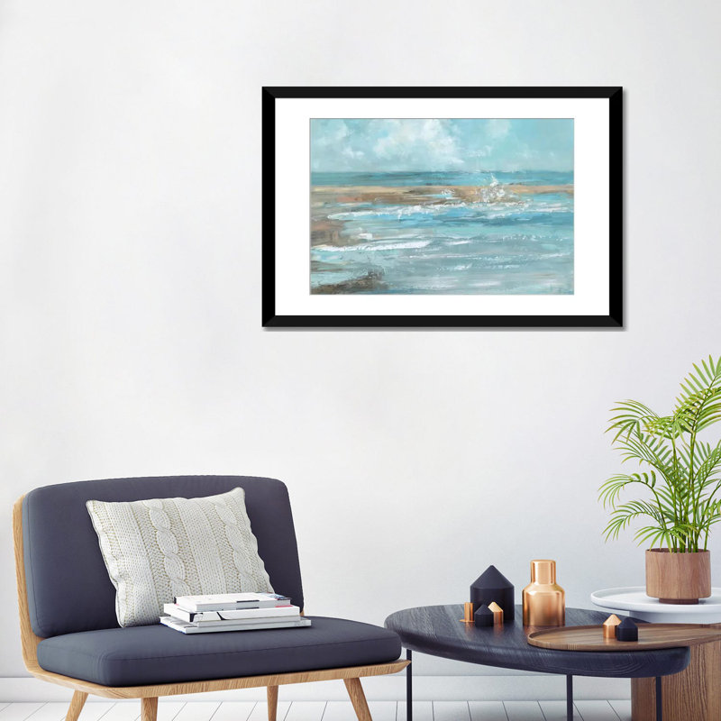 «Breaking Waves», impression sur toile, Papier d'art encadré noir, Blanc, H 16 po x l 24 po x P 1 po