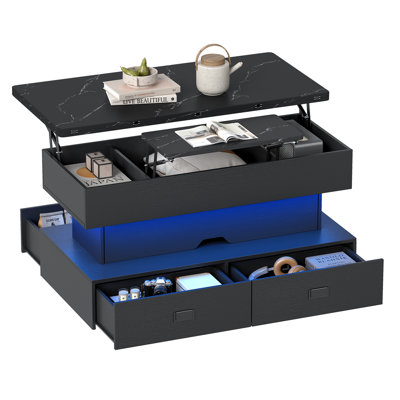 Table basse avec plateau relevable à DEL