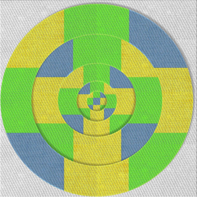 Tapis jaune/bleu à motifs