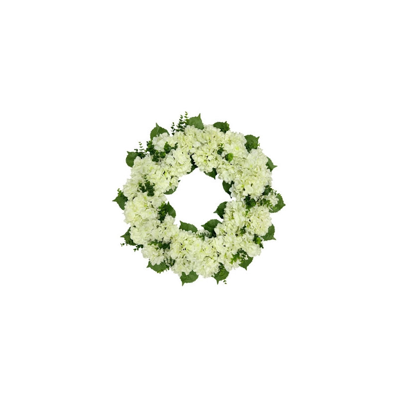 30" Artificial White Hydrangea Wreath