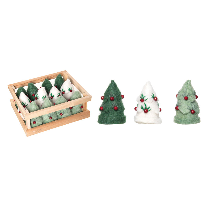 Ensemble de 12 décorations en forme de sapin de Noël multicolore en mousse 12 pièces