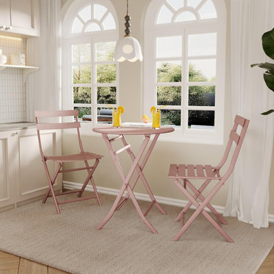 3-Piece Folding Bistro Set, Foldable Patio Furniture Set With Premium Frame by George Oliver