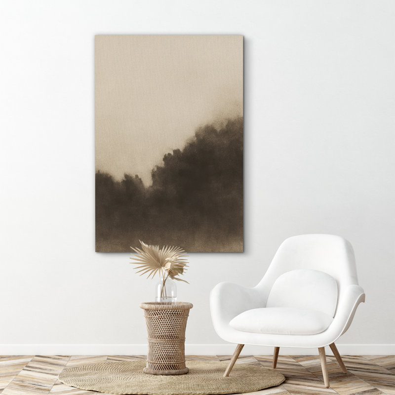 «Earthy Brown Abstract Misty Landscape Art», reproduction d'art sur toile encadrée, H 24 po x l 16 po x P 1,5 po