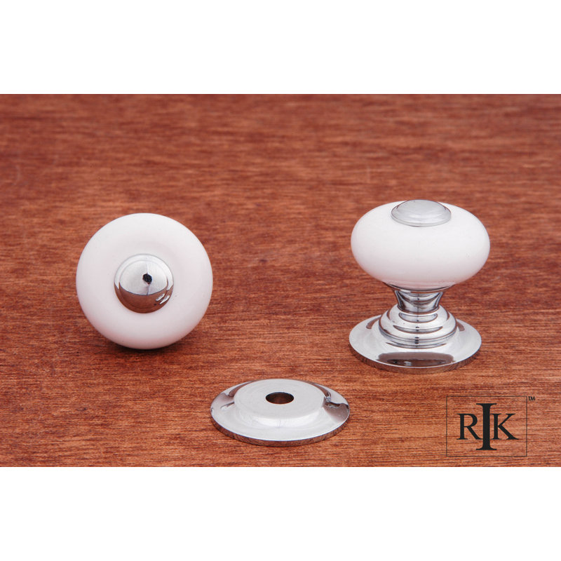 CK Series Diameter Mushroom Knob, White / Chrome, 1" H x 1" W x 1.13" D