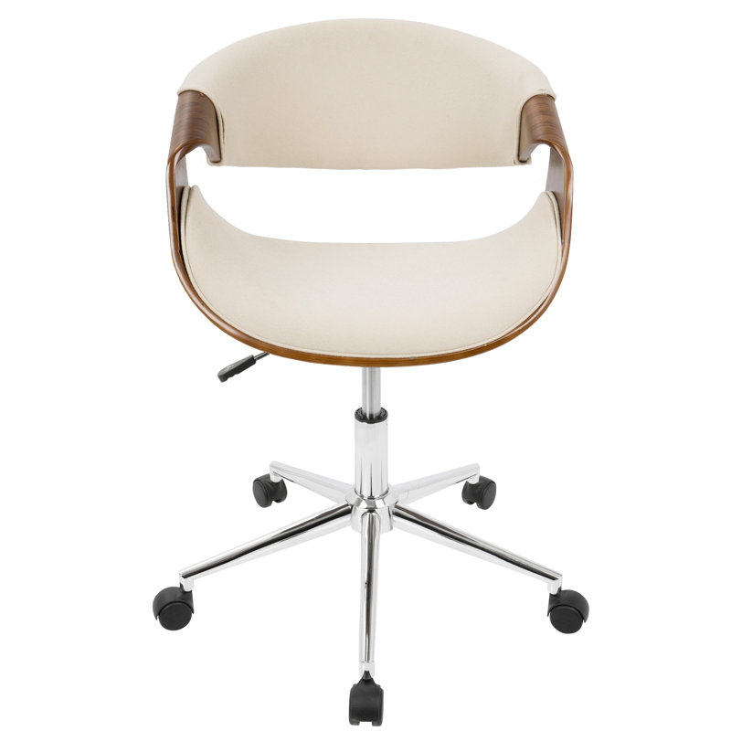 Chaise de bureau en noyer et crème
