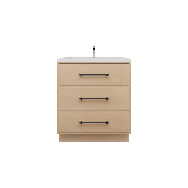 Victoria 29.5'' Single Bathroom Vanity with Acrylic Top, Yellow Oak