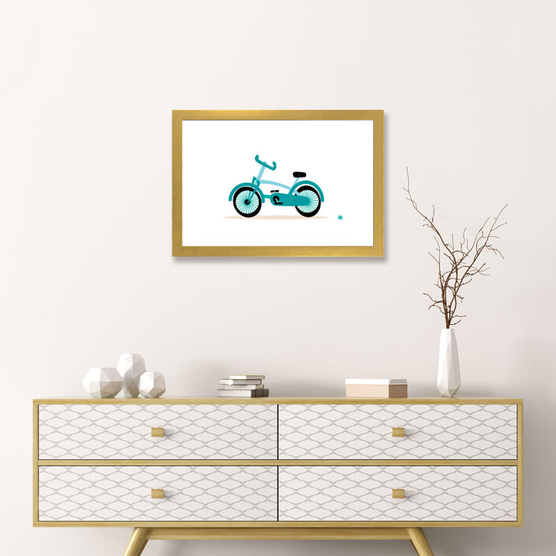 Vélo - imprimé, Blanc, H 16 po x l 24 po x P 1 po, Papier encadré doré