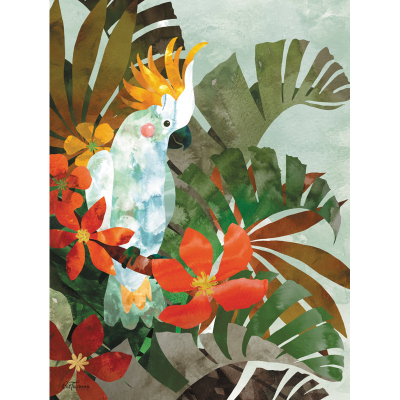 Cacatoès tropical sur toile par Cat Thurman Designs, H 48 po x l 32 po