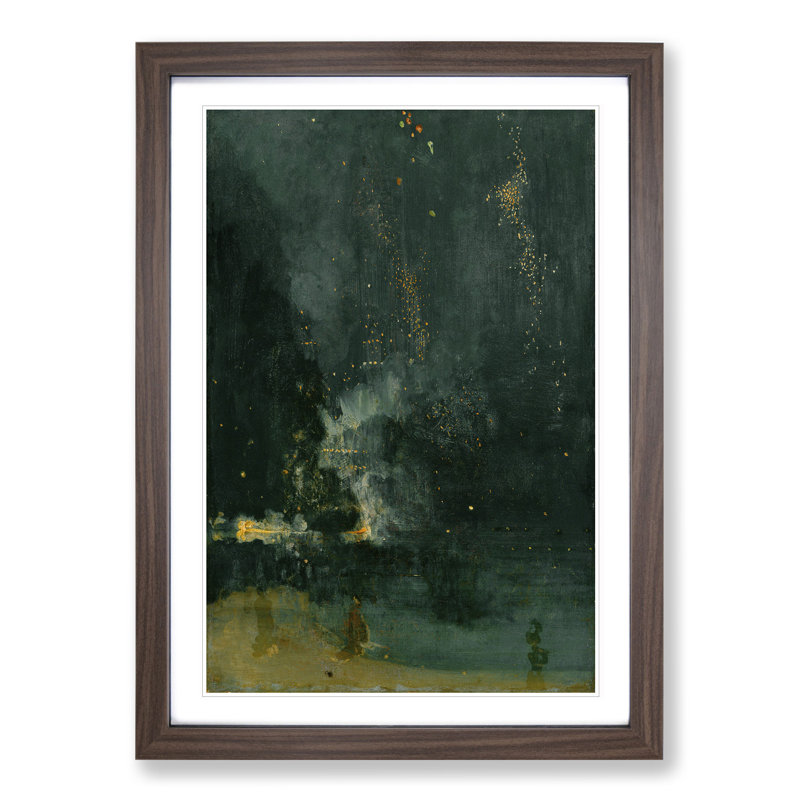 Nocturne in Black and Gold by James Mcneill Whistler - Picture Frame Painting, 48cm H x 36cm W x 2cm D, Walnut Framed