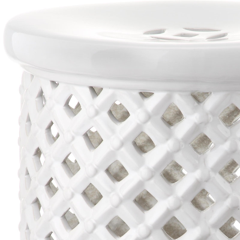 Antigonos Ceramic Accent Stool, White