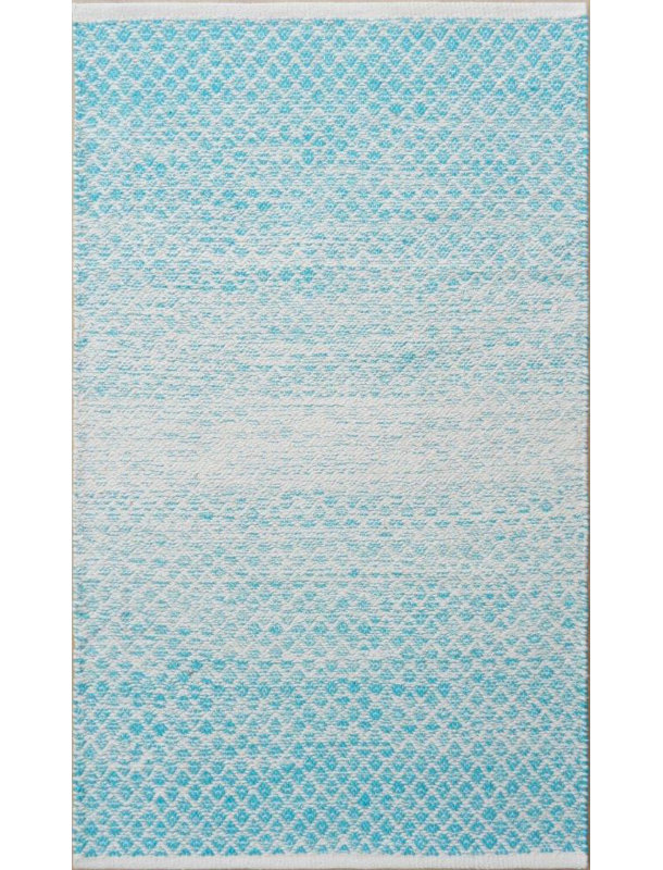 Tapis bleu/gris tissé à la main Parker, 5 pi x 7 pi 6 po